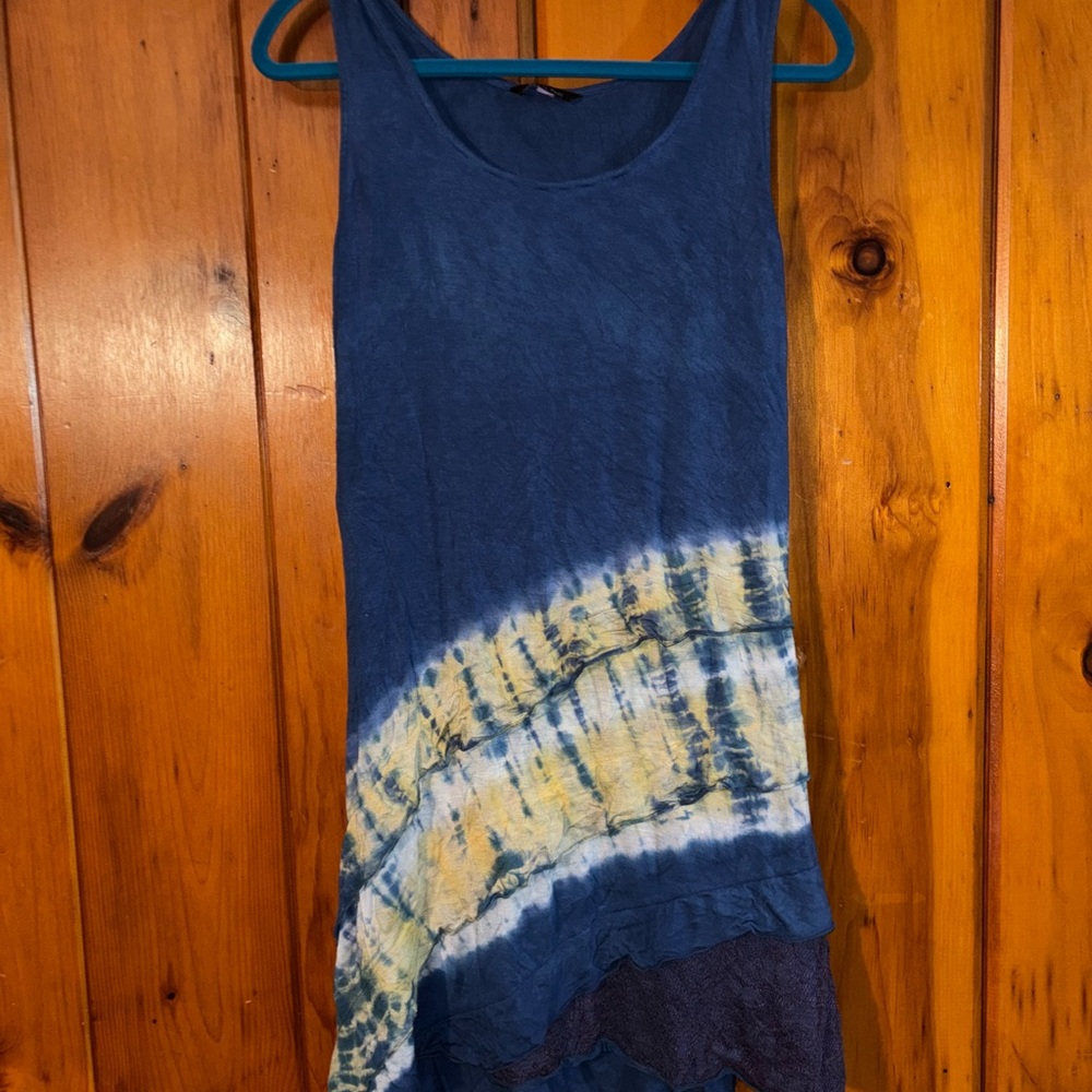 Navy and Yellow Tie-Dye Women's Tank Top